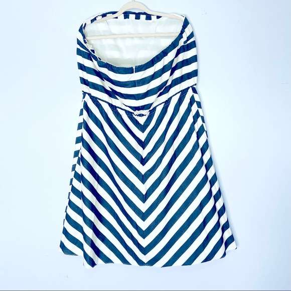 Eloquii Navy Chevron Stripe Strapless Dress 22W - Picture 5 of 10